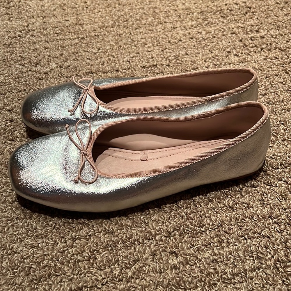 Zara silver ballet flats